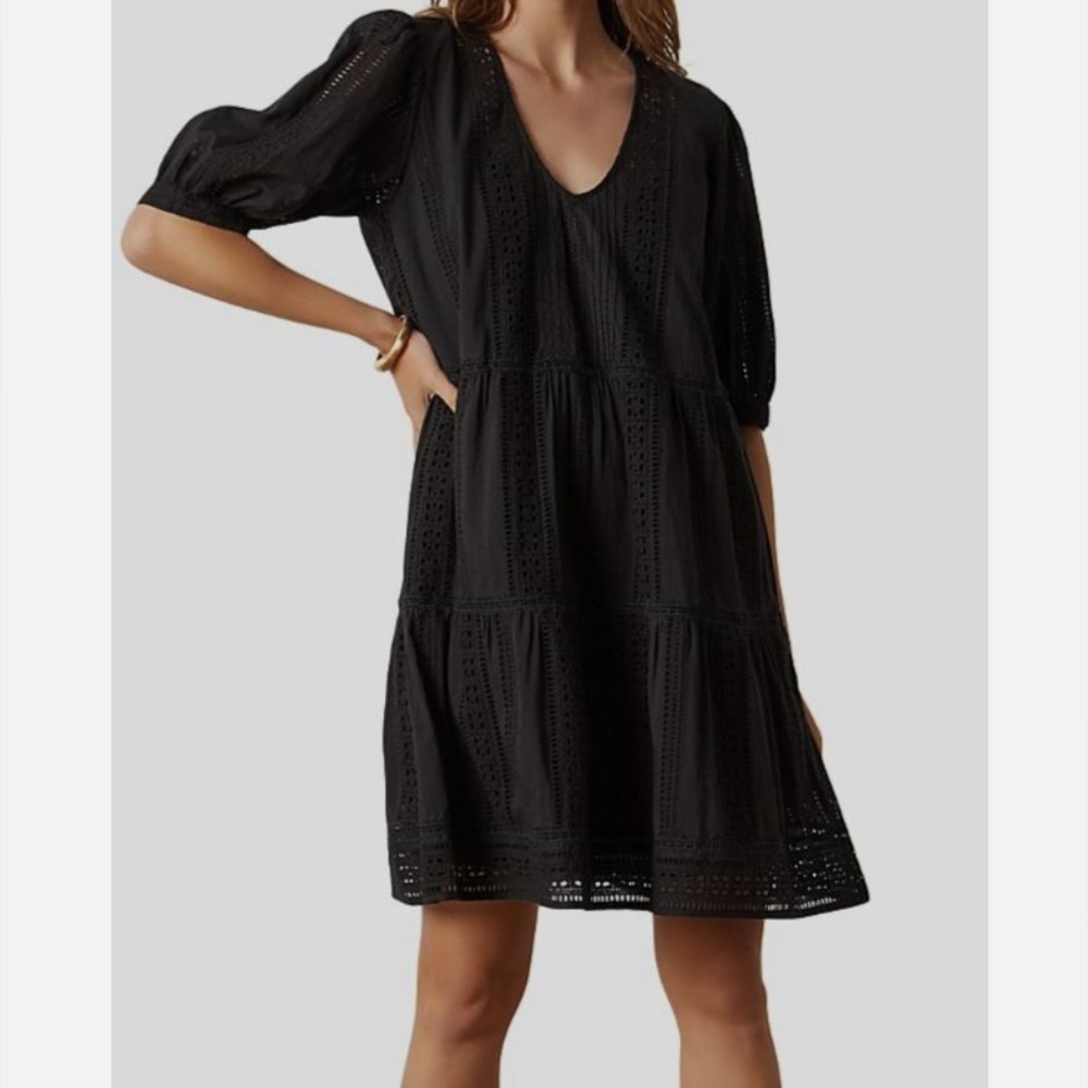 Velvet by Graham & Spencer Black Eyelet Dress